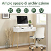SoBuy FWT40-WN Scrivania Bianca con cassetti, Gambe in Legno di Pino, Scrivania Ufficio Compatta, Tavolo da Lavoro per Studio Cameretta e Camera da Letto, L90*P45*A77cm