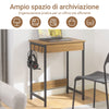 SoBuy FWT43-N Scrivania Salvaspazio con 1 Cassetto e 2 Ganci Tavolo da Lavoro Angolare Piccolo per Ufficio o Studio Scrivania Nero-Naturale per Casa, Cameretta o Computer 60x40x77cm