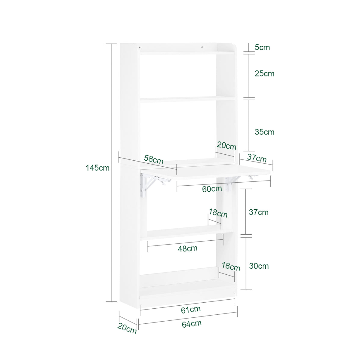 Tavolo Pieghevole A Muro SoBuy® - Scrivania Compatta, Legno Di Pino, Portata 20kg - Foto 4