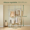 SoBuy KLS03-II-HG, Telescopic Appendiabiti da Terra, Robusto Stand Appendiabiti con Aste, Armadio Aperto Regolabile per Camera da Letto, Porta Abiti Grigio
