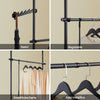 SoBuy KLS03-II-SCH Telescopic Appendiabiti da Terra, Robusto Stand Appendiabiti con Aste, Armadio Aperto Regolabile per Camera da Letto, Porta Abiti Nero