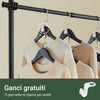 SoBuy KLS03-II-SCH Telescopic Appendiabiti da Terra, Robusto Stand Appendiabiti con Aste, Armadio Aperto Regolabile per Camera da Letto, Porta Abiti Nero