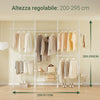 SoBuy KLS04-II-W, Telescopic Appendiabiti da Terra, Robusto Stand Appendiabiti con Aste e Ripiani, Armadio Aperto Regolabile per Camera da Letto, Porta Abiti Bianco