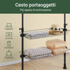 SoBuy KLS04-II-SCH Telescopic Appendiabiti da Terra, Robusto Stand Appendiabiti con Aste e Ripiani, Armadio Aperto Regolabile per Camera da Letto, Porta Abiti Nero