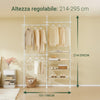 SoBuy KLS17-WN Appendiabiti Telescopico, Stand Robusto, Armadio Aperto Regolabile con Ripiani & Barre Appendiabiti, Bianco