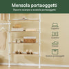SoBuy KLS17-WN Appendiabiti Telescopico, Stand Robusto, Armadio Aperto Regolabile con Ripiani & Barre Appendiabiti, Bianco