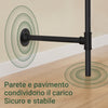 SoBuy KLS18-SCH appendiabiti da parete industriale, rack tubolare fisso con 3 barre & 3 ripiani in MDF, armadio aperto pesante salvaspazio, nero industriale