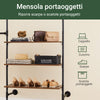 SoBuy KLS18-SCH appendiabiti da parete industriale, rack tubolare fisso con 3 barre & 3 ripiani in MDF, armadio aperto pesante salvaspazio, nero industriale