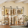 SoBuy KLS20-SCH, Wall-mounted Coat Rack with 2 MDF Shelves, Space-saving Clothes Rack 45 kg Capacity, Wardrobe for Bedroom and Entrance, 91.5x48x220cm, Industrial Black