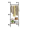 SoBuy KLS20-SCH, Wandgarderobe mit 2 MDF-Regalen, platzsparender Kleiderständer mit 45 kg Tragkraft, Kleiderschrank für Schlafzimmer und Eingang, 91,5 x 48 x 220 cm, Industrieschwarz