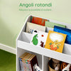 SoBuy KMB01-II-W Libreria Montessori per Bambini Scaffale Portagiochi 3 Ripiani+2 Contenitori Aperti Armadietto Cameretta Bianco Sicuro Libreria Giocattoli per Bambini in Legno Bianco 68x30x68 cm