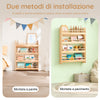 SoBuy KMB08-K-N, Libreria Montessoriana per Bambini Libreria da Parete a 4 Ripiani Porta Libri Bambini Portagiochi Cameretta Naturale 60x12x80cm