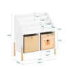 SoBuy Libreria montessoriana per Bambini Scaffale portagiochi Portariviste con 2 vani portaoggetti Bianco 65x30x70cm KMB115-W