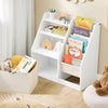 SoBuy KMB119-W Libreria Montessori per Bambini con 3 Ripiani e 1 Cesta Scaffale Portagiochi Bambini Libreria da Terra Salvaspazio e Multifunzione Bianco 80x40x80cm