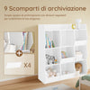 SoBuy KMB120-W Libreria Montessoriana per Bambini Scaffale Portagiochi con 9 Scomparti Aperti Libreria da Terra per Cameretta 95x34x105 cm Bianco