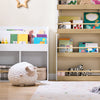SoBuy KMB121-WN, Libreria Montessoriana per Bambini Porta Libri Bambini a 4 Ripiani Libreria Verticale Portagiochi Cameretta Bambina Bianco e Naturale 60x15x130.5 cm