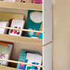 SoBuy KMB121-WN, Libreria Montessoriana per Bambini Porta Libri Bambini a 4 Ripiani Libreria Verticale Portagiochi Cameretta Bambina Bianco e Naturale 60x15x130.5 cm