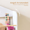 SoBuy KMB121-WN, Libreria Montessoriana per Bambini Porta Libri Bambini a 4 Ripiani Libreria Verticale Portagiochi Cameretta Bambina Bianco e Naturale 60x15x130.5 cm