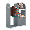 SoBuy KMB40-HG Armadio Cameretta Armadio Bambini con 3 Scomparti, Contenitore Tessuto e 3 Ganci Laterali Guardaroba con Appendiabiti per Bambini Grigio 97x35x108