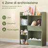 SoBuy KMB55-K-GR Libreria Montessoriana per Bambini - Scaffale Portagiochi con 5 Scomparti Aperti - Libreria da Terra per Cameretta Verde 80x34x104 cm
