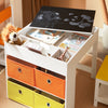 SoBuy Tavolo per bambini con 2 sgabelli Set mobili per bambini Tavolo da gioco con spazio di archiviazione Bianco 60x60x50cm KMB75-K-W