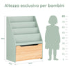 SoBuy KMB95-GR Libreria montessoriana per bambini Scaffale portagiochi con contenitore Portariviste Verde 62x30x80cm
