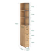 SoBuy NSR13-N Carrello Salvaspazio con Cassetti e Ruote, Mobiletto Multiuso per Cucina, Bagno e Lavanderia Naturale 20x40x170 cm