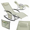 SoBuy Lettino Sdraio da Giardino a Dondolo - Sedia a Dondolo da Esterno in Textilene Beige con Telaio in Metallo, 150x63x87cm, Lettino Prendisole per Terrazza, Piscina, Patio, OGS28-MI