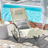 SoBuy Lettino Sdraio da Giardino a Dondolo - Sedia a Dondolo da Esterno in Textilene Beige con Telaio in Metallo, 150x63x87cm, Lettino Prendisole per Terrazza, Piscina, Patio, OGS28-MI