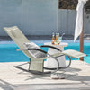 SoBuy Lettino Sdraio da Giardino a Dondolo - Sedia a Dondolo da Esterno in Textilene Beige con Telaio in Metallo, 150x63x87cm, Lettino Prendisole per Terrazza, Piscina, Patio, OGS28-MI