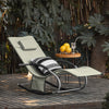 SoBuy Lettino Sdraio da Giardino a Dondolo - Sedia a Dondolo da Esterno in Textilene Beige con Telaio in Metallo, 150x63x87cm, Lettino Prendisole per Terrazza, Piscina, Patio, OGS28-MI