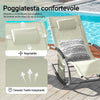 SoBuy Lettino Sdraio da Giardino a Dondolo - Sedia a Dondolo da Esterno in Textilene Beige con Telaio in Metallo, 150x63x87cm, Lettino Prendisole per Terrazza, Piscina, Patio, OGS28-MI