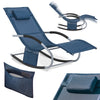 SoBuy Lettino Sdraio da Giardino a Dondolo - Sedia a Dondolo da Esterno in Textilene Blu Navy con Telaio in Metallo, 150x63x87cm, Lettino Prendisole per Terrazza, Piscina, Patio, OGS28-NB