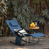 SoBuy Lettino Sdraio da Giardino a Dondolo - Sedia a Dondolo da Esterno in Textilene Blu Navy con Telaio in Metallo, 150x63x87cm, Lettino Prendisole per Terrazza, Piscina, Patio, OGS28-NB