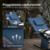 SoBuy Lettino Sdraio da Giardino a Dondolo - Sedia a Dondolo da Esterno in Textilene Blu Navy con Telaio in Metallo, 150x63x87cm, Lettino Prendisole per Terrazza, Piscina, Patio, OGS28-NB