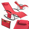 SoBuy Lettino Sdraio da Giardino a Dondolo - Sedia a Dondolo da Esterno in Textilene Rosso con Telaio in Metallo, 150x63x87cm, Lettino Prendisole per Terrazza, Piscina, Patio, OGS28-R