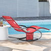 SoBuy Lettino Sdraio da Giardino a Dondolo - Sedia a Dondolo da Esterno in Textilene Rosso con Telaio in Metallo, 150x63x87cm, Lettino Prendisole per Terrazza, Piscina, Patio, OGS28-R