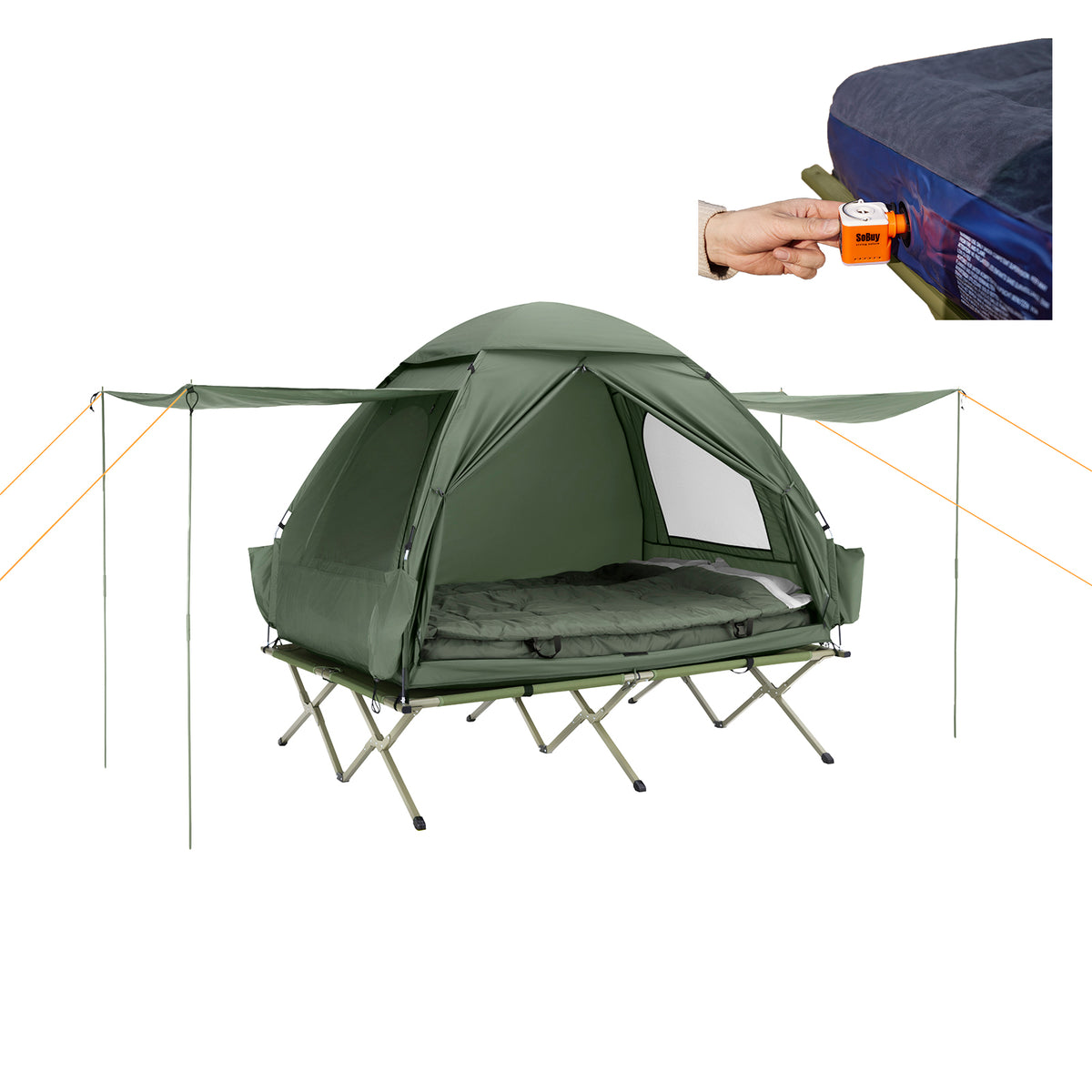 SoBuy tenda pieghevole con branda verde 193x145x188cm OGS32-L-GR