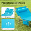 SoBuy OGS35-BX2 Set di 2 Sdrai da Giardino Lettino Prendisole con Cuscino e Tasca Laterale Sedia Sdraio da Esterno per Patio, Campeggio Spiaggia, Sdraio Pieghevole da Giardino Blu 155x56x81cm