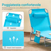 SoBuy OGS35-B Sdraio da Giardino Reclinabile Lettino Prendisole con Cuscino e Tasca Laterale Sedia Sdraio da Esterno per Patio Campeggio Spiaggia Sdraio Pieghevole da Giardino Blu 155x56x81cm