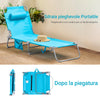 SoBuy OGS35-B Sdraio da Giardino Reclinabile Lettino Prendisole con Cuscino e Tasca Laterale Sedia Sdraio da Esterno per Patio Campeggio Spiaggia Sdraio Pieghevole da Giardino Blu 155x56x81cm