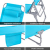 SoBuy OGS35-B Sdraio da Giardino Reclinabile Lettino Prendisole con Cuscino e Tasca Laterale Sedia Sdraio da Esterno per Patio Campeggio Spiaggia Sdraio Pieghevole da Giardino Blu 155x56x81cm