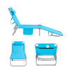 SoBuy OGS35-B Sdraio da Giardino Reclinabile Lettino Prendisole con Cuscino e Tasca Laterale Sedia Sdraio da Esterno per Patio Campeggio Spiaggia Sdraio Pieghevole da Giardino Blu 155x56x81cm
