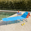 SoBuy OGS35-BX2 Set di 2 Sdrai da Giardino Lettino Prendisole con Cuscino e Tasca Laterale Sedia Sdraio da Esterno per Patio, Campeggio Spiaggia, Sdraio Pieghevole da Giardino Blu 155x56x81cm
