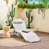 SoBuy OGS35-MI Sdraio da Giardino Reclinabile Lettino Prendisole con Cuscino e Tasca Laterale Sedia Sdraio da Esterno per Patio Campeggio Spiaggia Sdraio Pieghevole da Giardino Beige 155x56x81cm