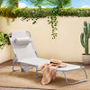 SoBuy OGS35-MI Sdraio da Giardino Reclinabile Lettino Prendisole con Cuscino e Tasca Laterale Sedia Sdraio da Esterno per Patio Campeggio Spiaggia Sdraio Pieghevole da Giardino Beige 155x56x81cm