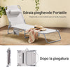 SoBuy OGS35-MIX2 Set di 2 Sdrai da Giardino Lettino Prendisole con Cuscino e Tasca Laterale Sedia Sdraio da Esterno per Patio, Campeggio Spiaggia, Sdraio Pieghevole da Giardino Beige 155x56x81cm