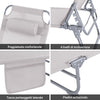 SoBuy OGS35-MIX2 Set di 2 Sdrai da Giardino Lettino Prendisole con Cuscino e Tasca Laterale Sedia Sdraio da Esterno per Patio, Campeggio Spiaggia, Sdraio Pieghevole da Giardino Beige 155x56x81cm