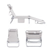 SoBuy OGS35-MI Sdraio da Giardino Reclinabile Lettino Prendisole con Cuscino e Tasca Laterale Sedia Sdraio da Esterno per Patio Campeggio Spiaggia Sdraio Pieghevole da Giardino Beige 155x56x81cm