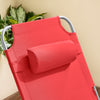 SoBuy OGS35-RX2 Set di 2 Sdrai da Giardino Lettino Prendisole con Cuscino e Tasca Laterale Sedia Sdraio da Esterno per Patio, Campeggio Spiaggia, Sdraio Pieghevole da Giardino Rosso 155x56x81cm